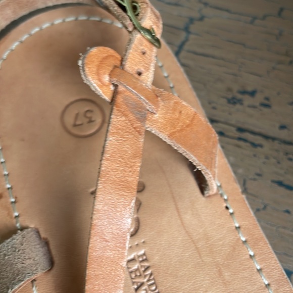 Handmade Leather Sandals Strappy Flat Tan Size 37 Women’s Greece - Picture 4 of 6